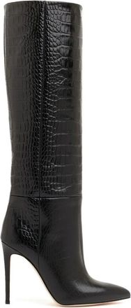 PARIS TEXAS Black Calf Leather Stiletto Mid-Calf Boots