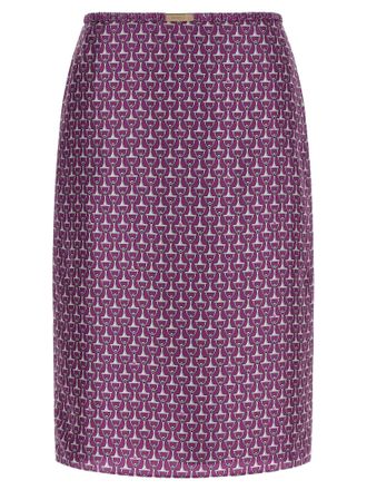 Gucci Purple Silk Midi Womens Skirt