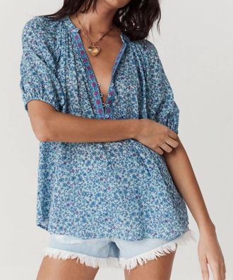 SPELL Love Jetty Short Sleeve Blouse In Nirvana