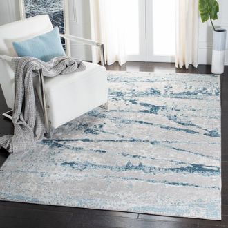 Safavieh Meadow Machine Made Area rug, Light Grey / Blue Contemporary Style Easy Care