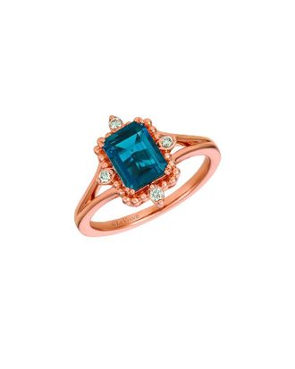 Le Vian 14K Rose Gold 1.81 Ct. Tw. Diamond & Deep Sea Blue Topaz Cocktail Ring
