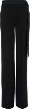 The Attico Broek met omslagpaneel van wol - Dames - Broeken - Zwart - Maat: S Wol