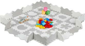 Relaxdays Relaxdays 52-piece jigsaw playmat, EVA, non-toxic, interlocking foam mats, soft play, different designs, dark pink/pink