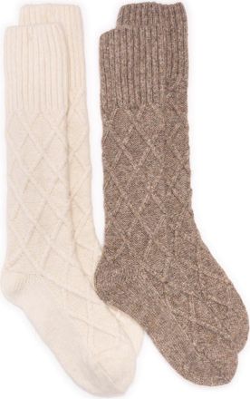 Muk Luks Lounge Lattice Crew Socks in Ivory-Timberwolf at Nordstrom