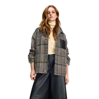 Riani Ruitjes Overshirt - Dames - Jassen - Bruin - Maat: M Wol