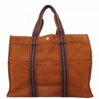 Herm&egrave;s Brown Canvas Tote Bag (Pre-Owned)