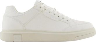 A|X Armani Exchange Witte Logo Patroon Lage Sneakers - Heren - Sneakers - Wit - 40 EU - Leer - Schoenen