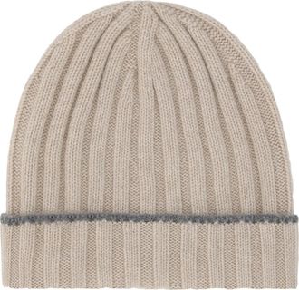Brunello Cucinelli Mens Beanie Hat Cashmere Beige