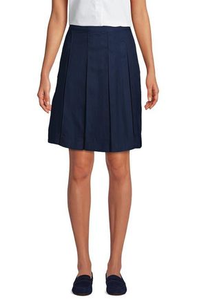 Lands End School Uniform Solid Box Pleat Skirt Top of Knee in Classic Navy at Nordstrom, Size 4 Tall