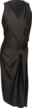 Rick Owens mouwloze midi-jurk met plooien in zwart katoen