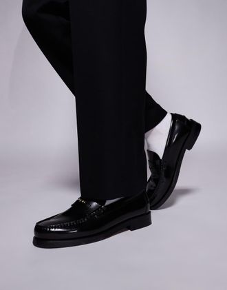 WALK LONDON Walk London Dalston penny loafers in black smooth leather