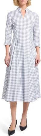 Misook Plaid Fit & Flare Cotton Midi Dress in Black/white at Nordstrom Rack, Size Xx-Large