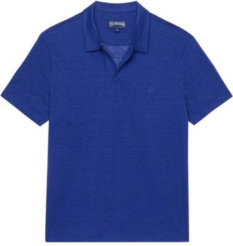Vilebrequin Effen linnen jersey poloshirt voor heren - Heren - Polos - Blauw - M - Linnen - Tops