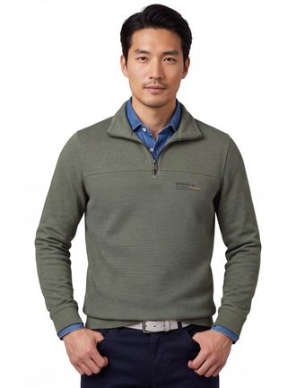 Casamoda Casa Moda trui groen effen half zip