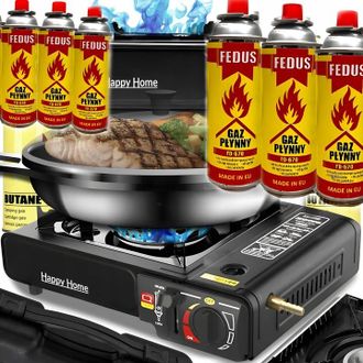 OEM Cocina De Gas Para Turismos Con Cartuchos 2 En 1 + Maleta + 6 Cartuchos