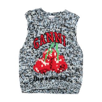 Ganni Truien & Vesten, Dames, Blauw, S, Mouwloze Ronde Hals