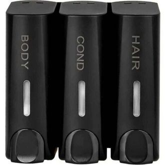OEM Dispensador De 3 Jabones Para Gel De Ducha, Champ&uacute; Y Acondicionador, Montaje En Pared, Negro Mate