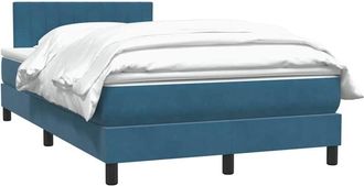 vidaXL Cama Box Spring Con Colch&oacute;n Terciopelo Azul Oscuro 120x210 Cm Vidaxl