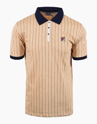 Fila Mens FILA CLASSIC BB1 STRIPED POLO BEIGE/FILA NAVY/GARDENIA - Beige Fila Navy Gardenia - Size: 40