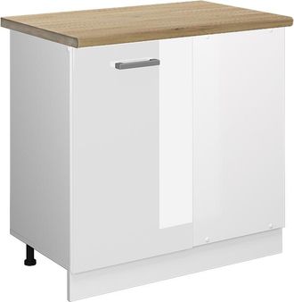 Vicco Armario De Esquina R-line, Blanco Alto Brillo, 86 Cm, Et Roble