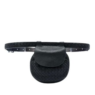 Bottega Veneta Pre-owned Woven Leather Belt Bag - Dames - Pre-owned - Zwart - Maat: ONE Size Leer
