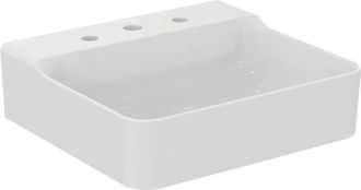 Ideal Lavabo Conca 500x450x165mm, Lijado Blanco 3 Orificios Para Grifer&iacute;a, Sin Rebosadero Standard