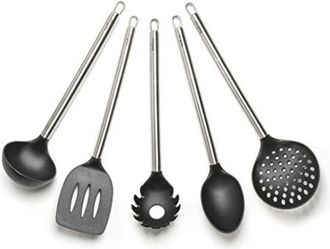 Excelsa Excelsa Classic Set Utensili da Cucina, Nylon, Nero, 5 Unit&agrave;