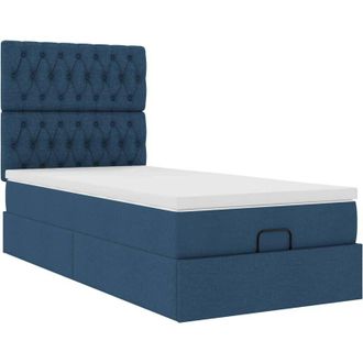 vidaXL Cama Otomana Con Colch&oacute;n Azul 90x200 Cm Tela Vidaxl