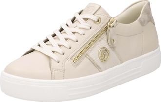 Remonte Plateausneaker REMONTE, Damen, Gr. 36, beige (hellbeige), Leder, Schuhe Plateausneaker, Feizeitschuh, Halbschuh, Schn&uuml;rer, herausnehmbare Soft-Einlage