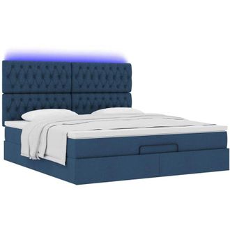 vidaXL Estructura De Cama Otomana Con Colch&oacute;n Tela Azul 160x200 Cm Vidaxl
