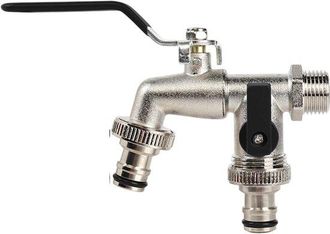 OEM Grifo Exterior Doble Universal Para Exteriores, Resistente A Las Heladas Y Al &Oacute;xido, Entrada De 1/2 Pulgada Y Dos Ca&ntilde;os De 3/4 De Pulgada, Negro