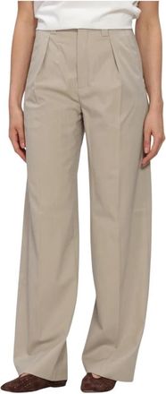 Drykorn Broeken, Dames, Beige, W25, Leer, Aduct Tailored Broeken