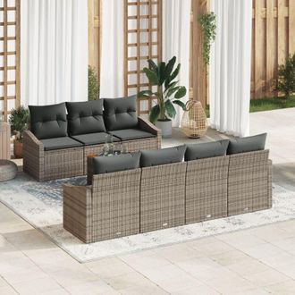 vidaXL Conjunto De Sof&aacute; De Jard&iacute;n 8 Pcs Gris Vidaxl