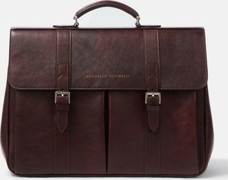 Brunello Cucinelli LEATHER BRIEFCASE Size: OS, colour: BURGUNDY