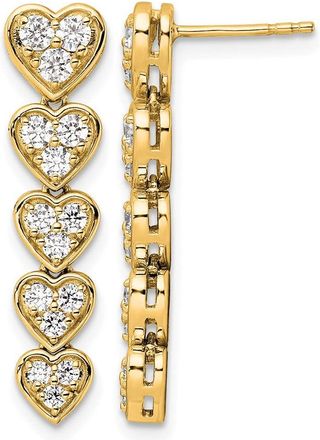 Diamond2Deal 14k Gold 1 ct Lab Grown Diamond Heart Dangle Earrings VS Clarity, D-E Color