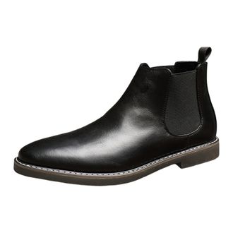 Generic Outdoor Shoes Mens Waterproof: Elegant Ankle Boots Leather Plain Chelsea Boots Breathable Non-Slip Formal Shoes Soft Soles Evening Shoes Comfortable P