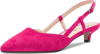 Castamere Women Kitten Low Heel Pointed Toe Pumps Court Shoe Slingback Classic Dress Office Sandals Slip-on 3.5 CM Heels Magenta Peach Red 4 UK