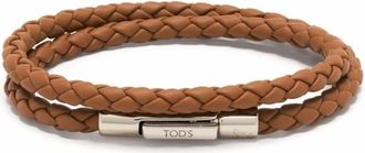 Tod's Bruin Leren Geweven Band Armband - Heren - Armbanden - Bruin - ONE Size - Accessoires