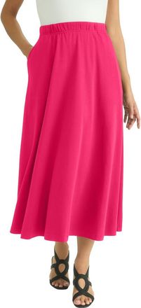Jessica London Soft Ease Midi Skirt in Pink Burst at Nordstrom, Size 16