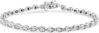 House of Brilliance Silver 1/10 Cttw Round-Cut Diamond Pear Link 7.25 Bracelet in White at Nordstrom