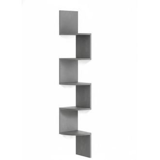 Relaxdays Relaxdays corner wall shelf, HxWxD: 125 x 20 x 20 cm, 5 tiers, MDF, zigzag design, hanging, grey