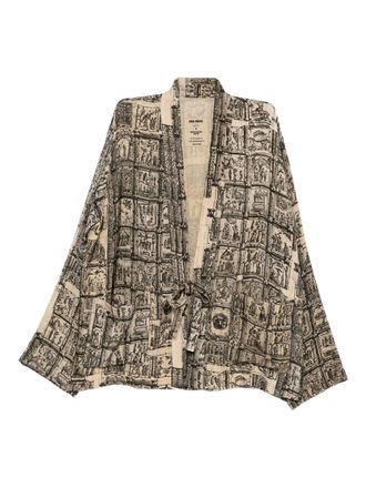 Uma Wang Tie-Waist Graphic Jacket - Neutrals