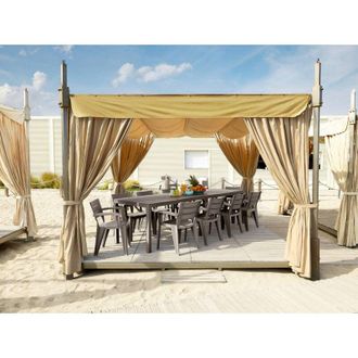 Dmora Mesa De Jard&iacute;n Varda, Base De Picnic, Mesa De Comedor De Jard&iacute;n Multiposici&oacute;n, Banco Multiusos Para Exterior, Made In Italy, 292x86 H74 Cm, T&oacute;rtola - 