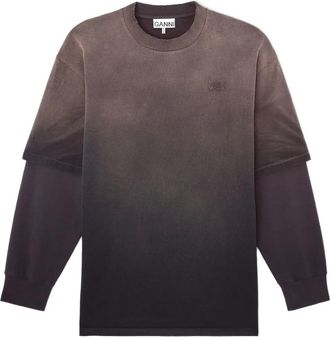 Ganni Felpa con logo - Marrone