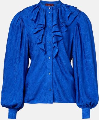 Gucci Camicia in raso di seta con stampa