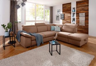 HOME AFFAIRE Ecksofa »Mauritius L-Form« mit Ottomane, mit Kopfteil- und Armlehnverstellung