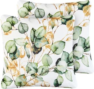 Beliani Beliani - Set Di 2 Cuscini Da Giardino Per Esterni Con Motivo A Foglie 45x45 Cm Multicolore Glade