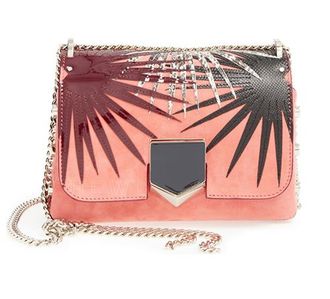 Jimmy Choo London Petite Lockett Palm Appliqué Suede Shoulder Bag