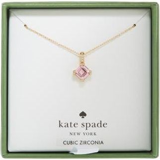 Kate Spade New York mini crystal & cz pendant necklace in Pink/Gold at Nordstrom Rack