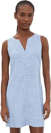 Tommy Bahama Palm-A-Dora Split Neck Dress Womens Dress French Blue : LG (US 12-14), Linen/Spandex/Tencel